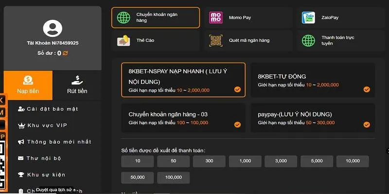 Thủ tục nạp tiền thông qua ngân hàng nhanh chóng và tiện lợi