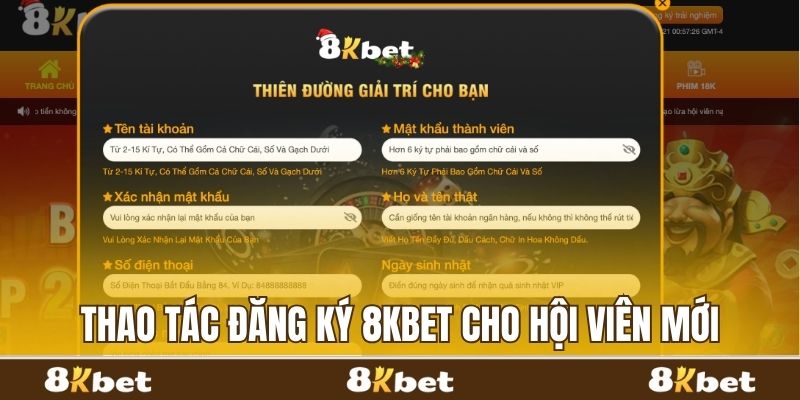 Chia sẻ thao tác đăng ký 8kbet cho hội viên mới