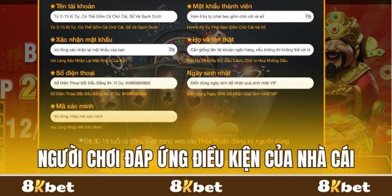 Người chơi cần đáp ứng đủ điều kiện tham gia của nhà cái