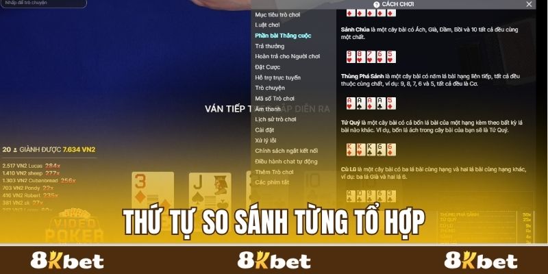 Thứ tự tổ hợp trong Poker tại nhà cái 8kbet